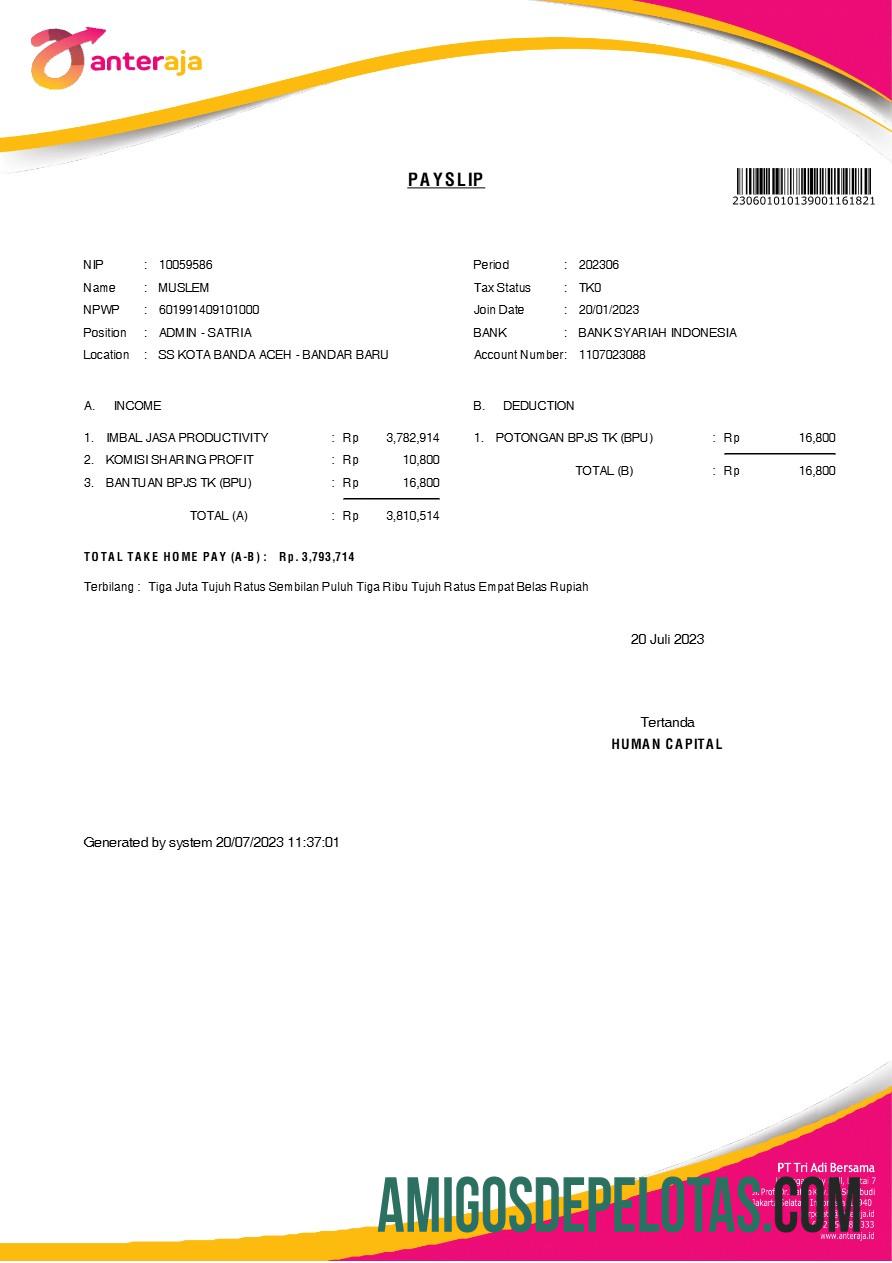 Em branco Modelo de recibo de pagamento da Anteraja Tech Services em formatos Word e PDF.pdf, 1